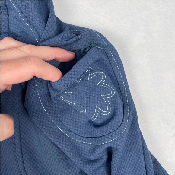 Title Nine Hoodie Blue 1/2 Zip Pocket Running Sz. M - Picture 4 of 12